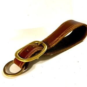 Antiqued Equestrian Keychain with Raw Cut Strap
